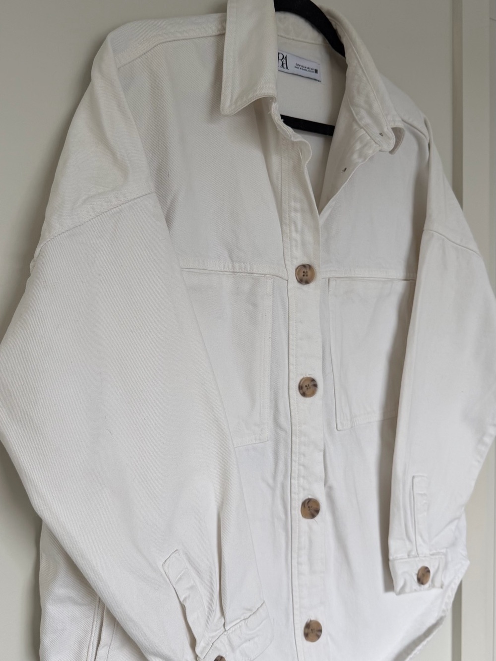 Zara Off-White Button-Front Oversized Shacket - Picture 2 of 5